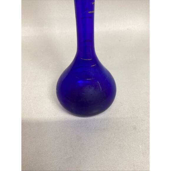 Vintage Cobalt Blue Glass Vase With Gold Stripes - 12”H - Picture 2 of 9
